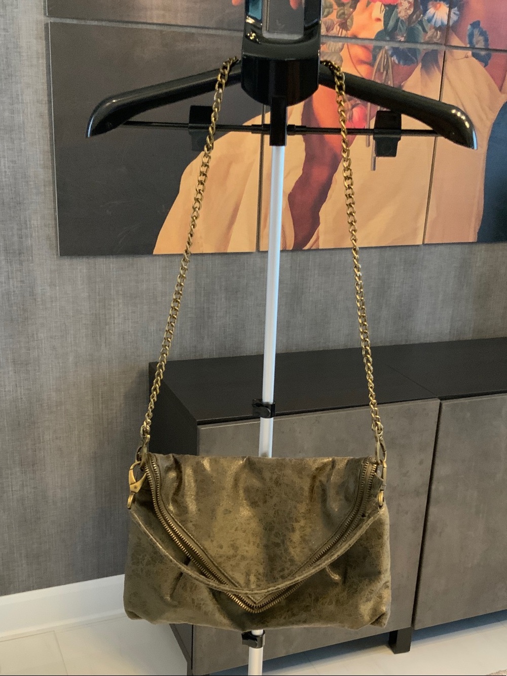 Matt & Nat Green Foldover Brass Chain Crossbody